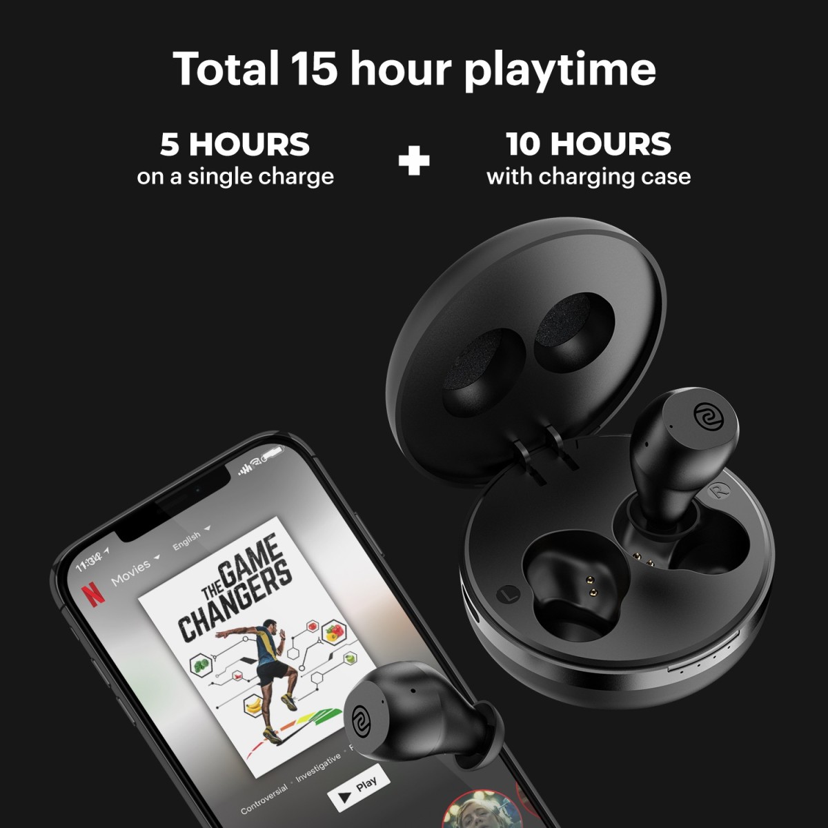 Noise Shots Groove Bluetooth Headset (Matte Black, True Wireless)