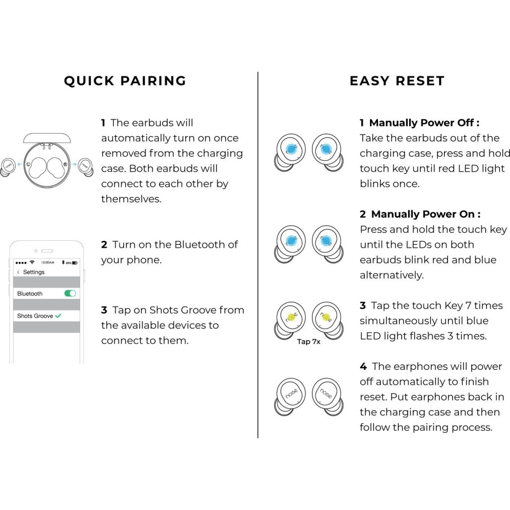 Noise Shots Groove Bluetooth Headset (Matte Black, True Wireless)