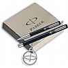 PARKER Vector Standard Roller Ball pen +Ball pen Black body with free Parker Key Chain Pen Gift Set   (Blue)