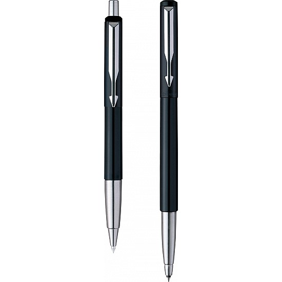 PARKER Vector Standard Roller Ball pen +Ball pen Black body with free Parker Key Chain Pen Gift Set   (Blue)