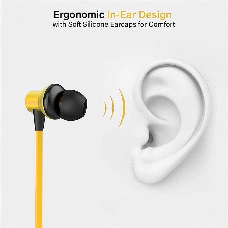 PTron Avento Classic Bluetooth Headset   (Yellow, In the Ear)