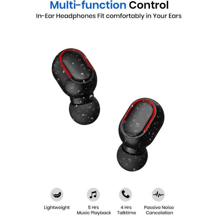 PTron Basspods 381 In-Ear True Wireless Bluetooth 5.1 Headphones with Deep Bass, 5 Hrs Playtime, Passive Noise Cancelation Earbuds PTron Basspods 381 In-Ear True Wireless Bluetooth 5.1 Headphones with Deep Bass, 5 Hrs Playtime, Passive Noise Cancelation Earbuds