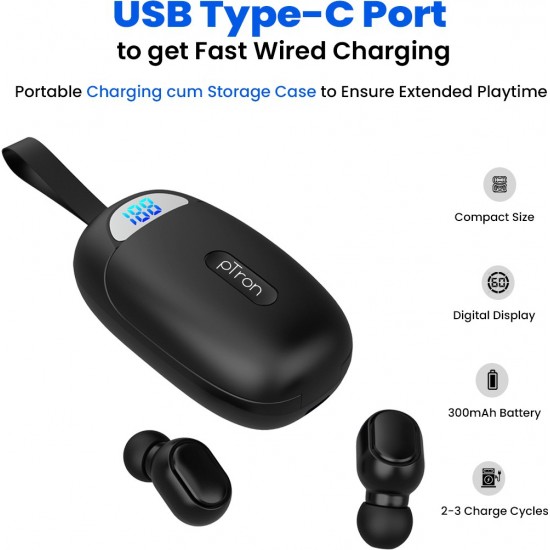 PTron Basspods 381 In-Ear True Wireless Bluetooth 5.1 Headphones with Deep Bass, 5 Hrs Playtime, Passive Noise Cancelation Earbuds