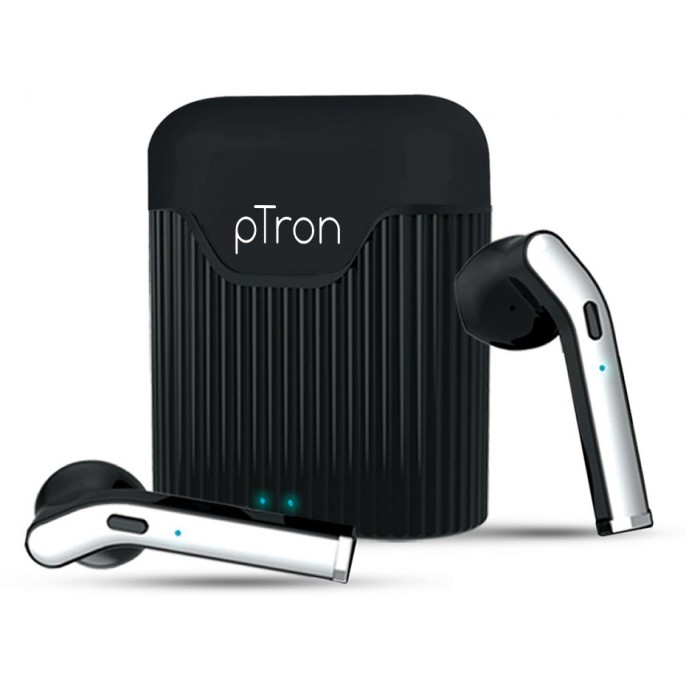 PTron Basspods 481 Bluetooth Headset (Black, Silver, True Wireless) PTron Basspods 481 Bluetooth Headset (Black, Silver, True Wireless)