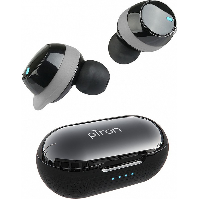 PTron Basspods 581 Bluetooth Headset (Black & Grey, True Wireless)