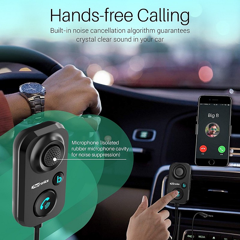 Portronics auto 12 in-car bluetooth receiver for handsfree calling