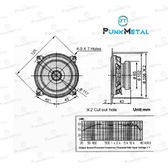 PunkMetal 2 way PM-42CX Coaxial Car Speaker (210 W)