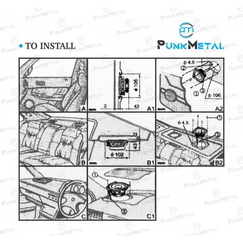 PunkMetal 2 way PM-42CX Coaxial Car Speaker (210 W)