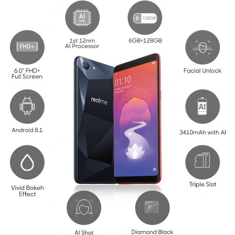 Realme 1 (Diamond Black, 64 GB, 4 GB RAM) Refurbished