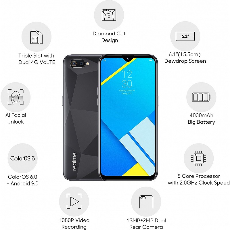 Realme C2 (Diamond Black, 32 GB) (2 GB RAM) refurbished