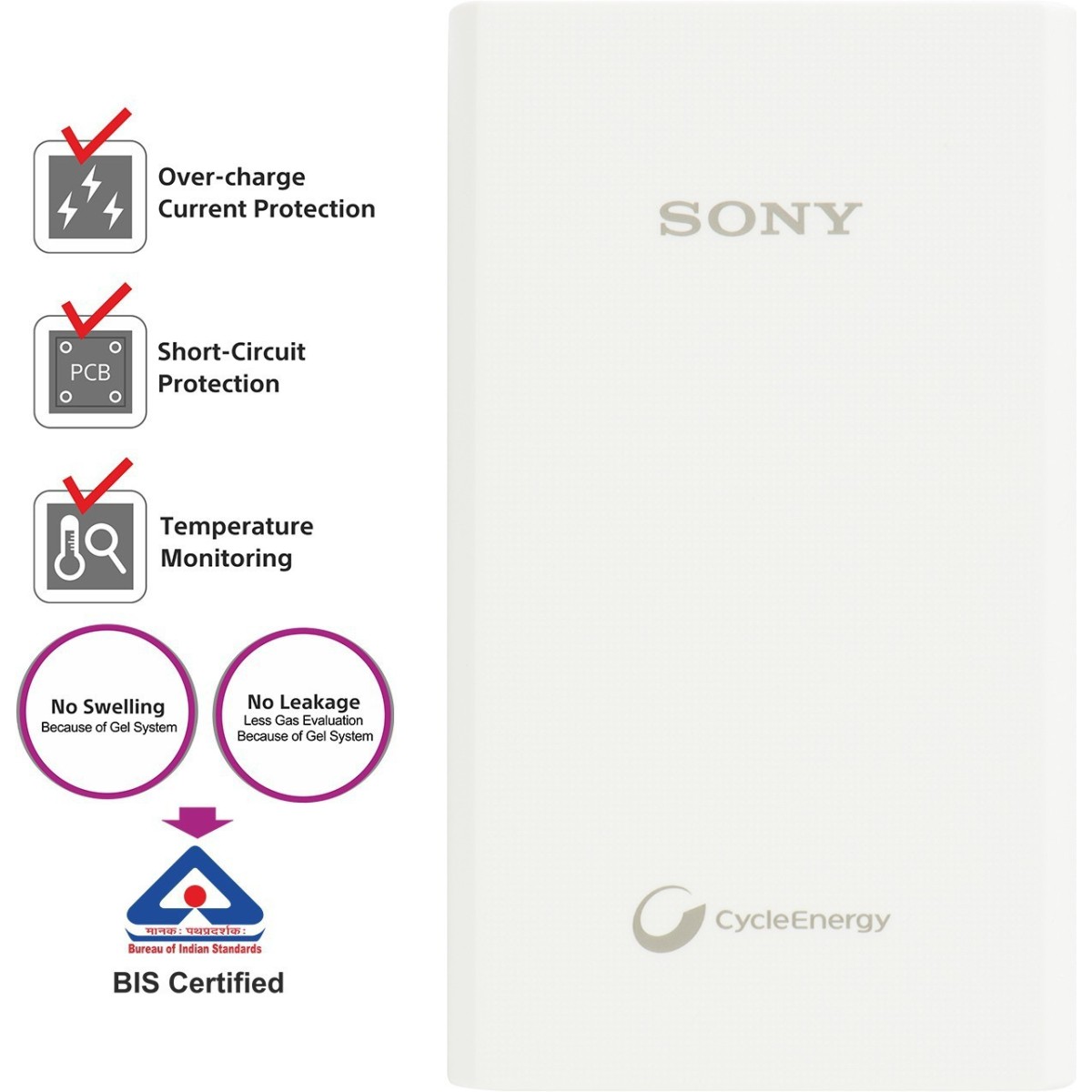 Sony 8700 mAh Power Bank CP-V9 White Lithium Polymer