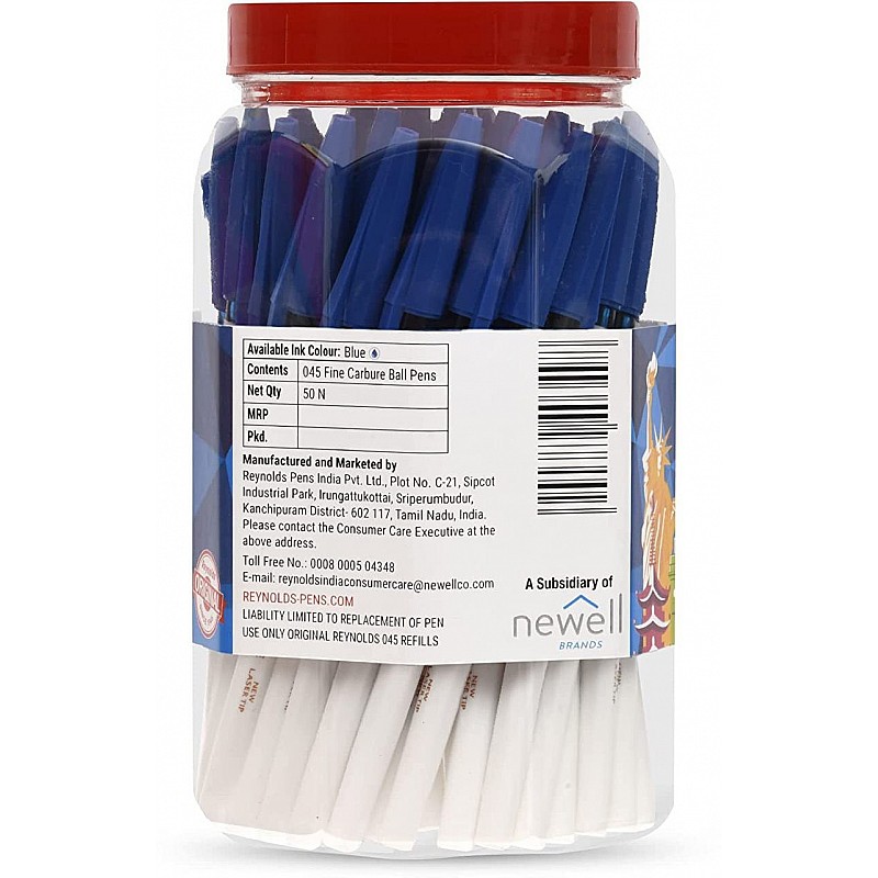 Reynolds 045 Carbure Pen Jar Ball Pen   (Pack of 50, Blue)