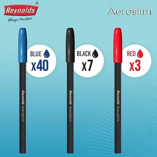 Reynolds Aeroslim Blue Pen Jar Ball Pen   (Pack of 50)