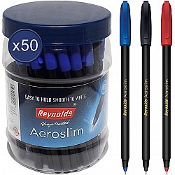 Reynolds Aeroslim Blue Pen Jar Ball Pen   (Pack of 50)