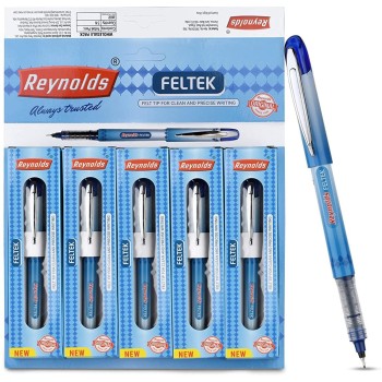 Reynolds Feltek Ball Pen Pack of 5, Blue