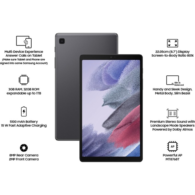 Samsung Galaxy Tab A7 Lite 3 Gb Ram 32 Gb Rom 8.7 Inches With Wi-fi+4g Tablet Grey Open Box Samsung Galaxy Tab A7 Lite 3 Gb Ram 32 Gb Rom 8.7 Inches With Wi-fi+4g Tablet Grey Open Box