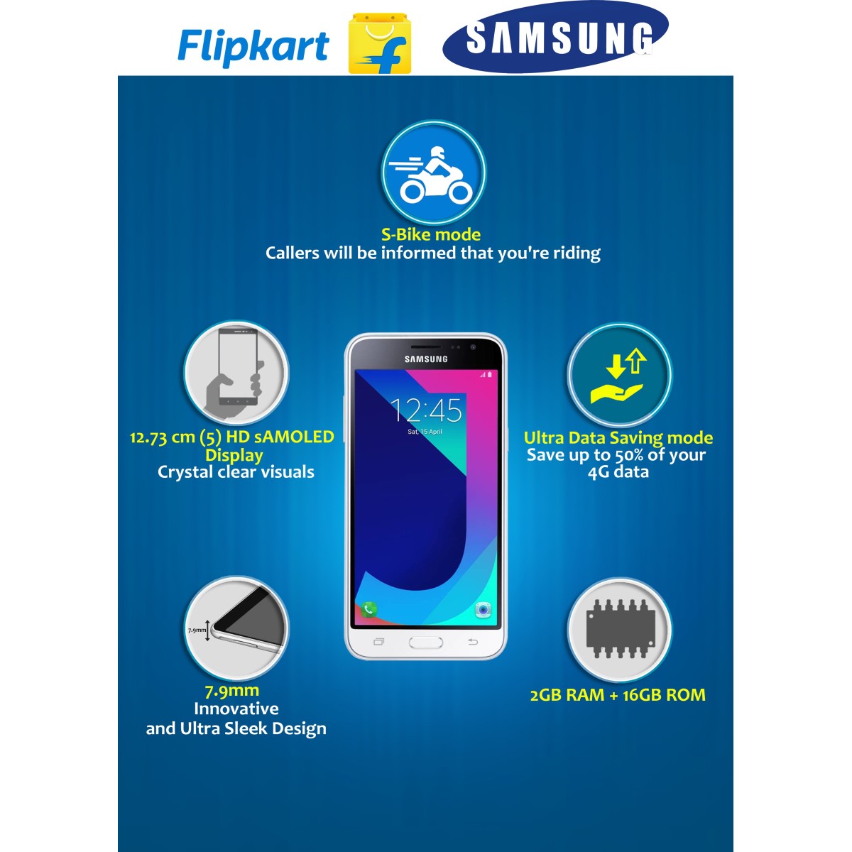 Samsung Galaxy J3 Pro (Gold, 2 GB RAM 16 GB Storage refurbished