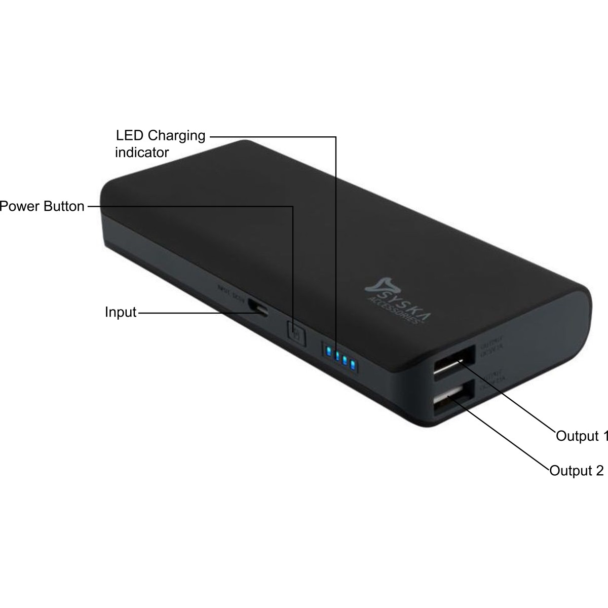 Syska 11000 mAh Power Bank (Black, Lithium-ion) refurbished