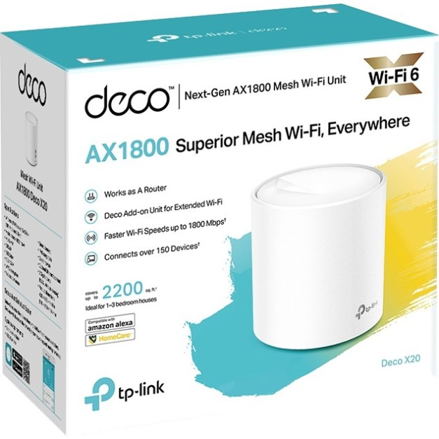 TP-Link Deco X20 1800 Mbps Mesh Router White Dual Band TP-Link Deco X20 1800 Mbps Mesh Router White Dual Band