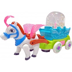  Toyshack Musical Bump and Go Bubble Carriage with Horse and flashing lights Toys for Boys and Girls   (Blue)