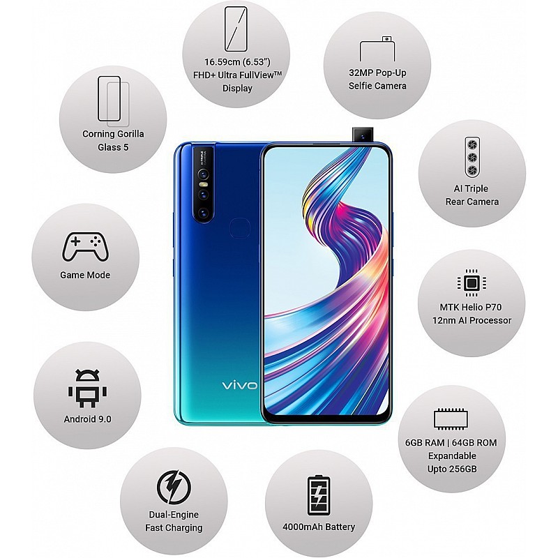  Vivo V15 (Aqua Blue,6 GB RAM 64 GB Storage Refurbished 