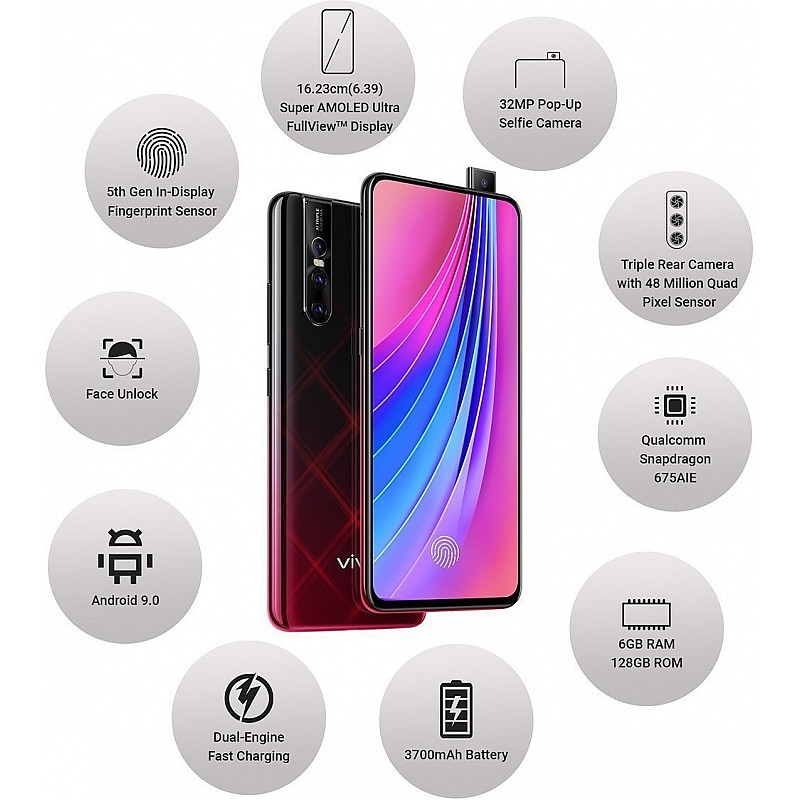 Vivo V15 Pro (Ruby Red, 6GB, 128GB RAM) Refurbished