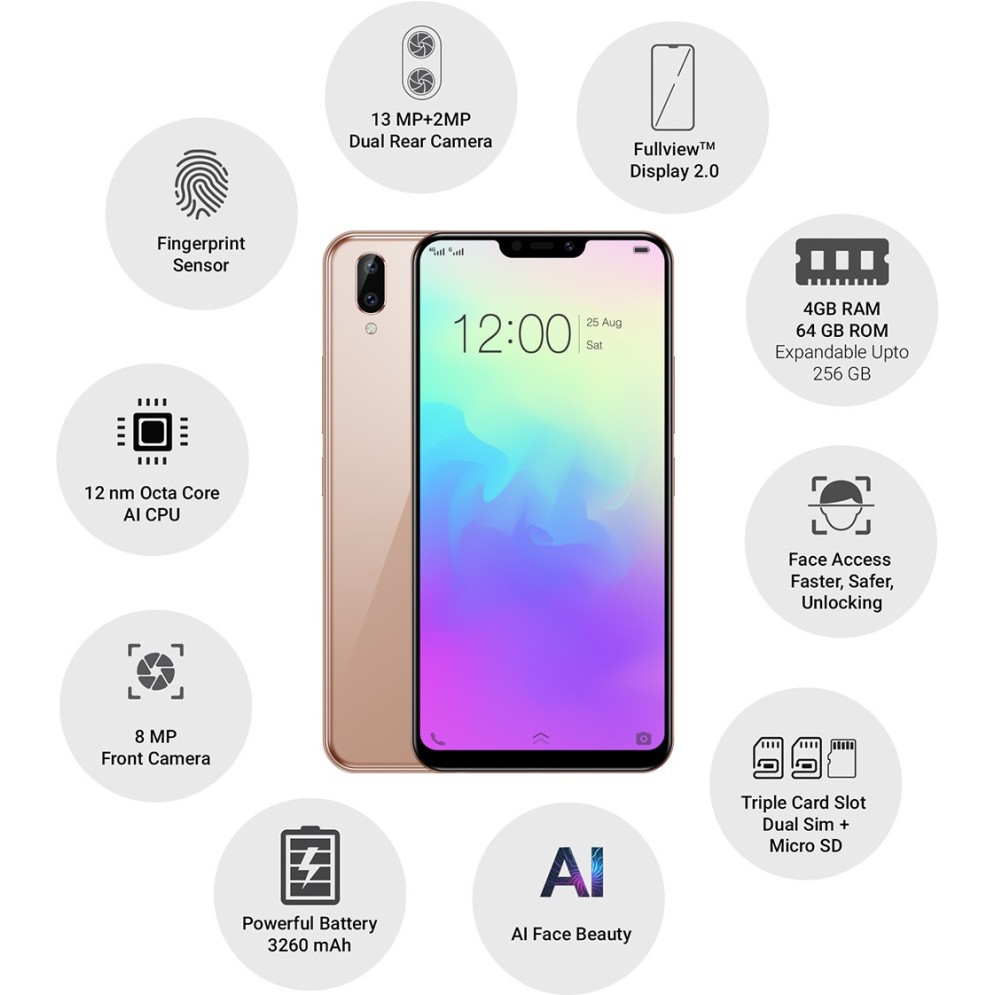 Vivo Y83 Pro Gold 4GB RAM 64GB Storage refurbished