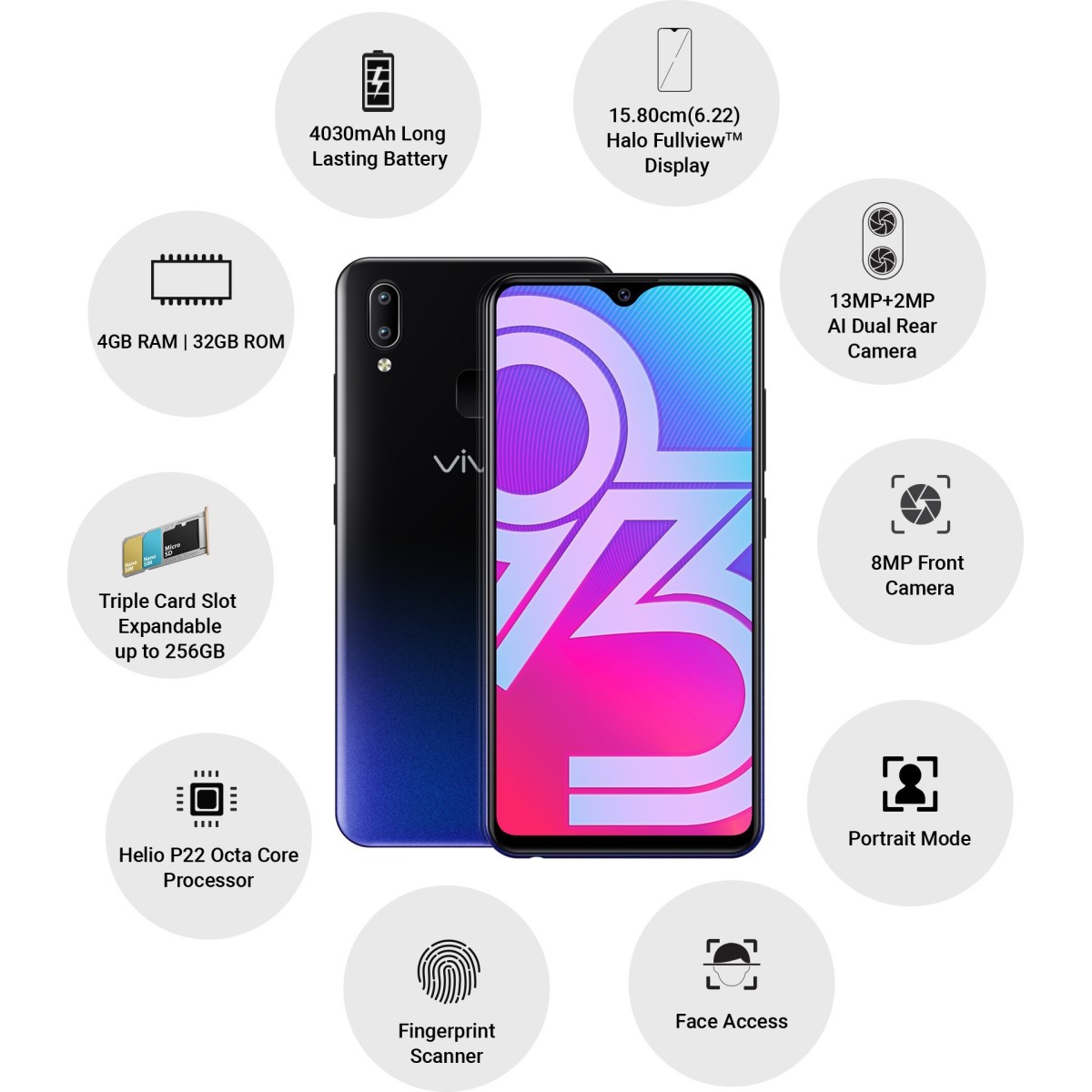 Vivo Y93 Starry Black 3 GB RAM 32 GB Storage refurbished