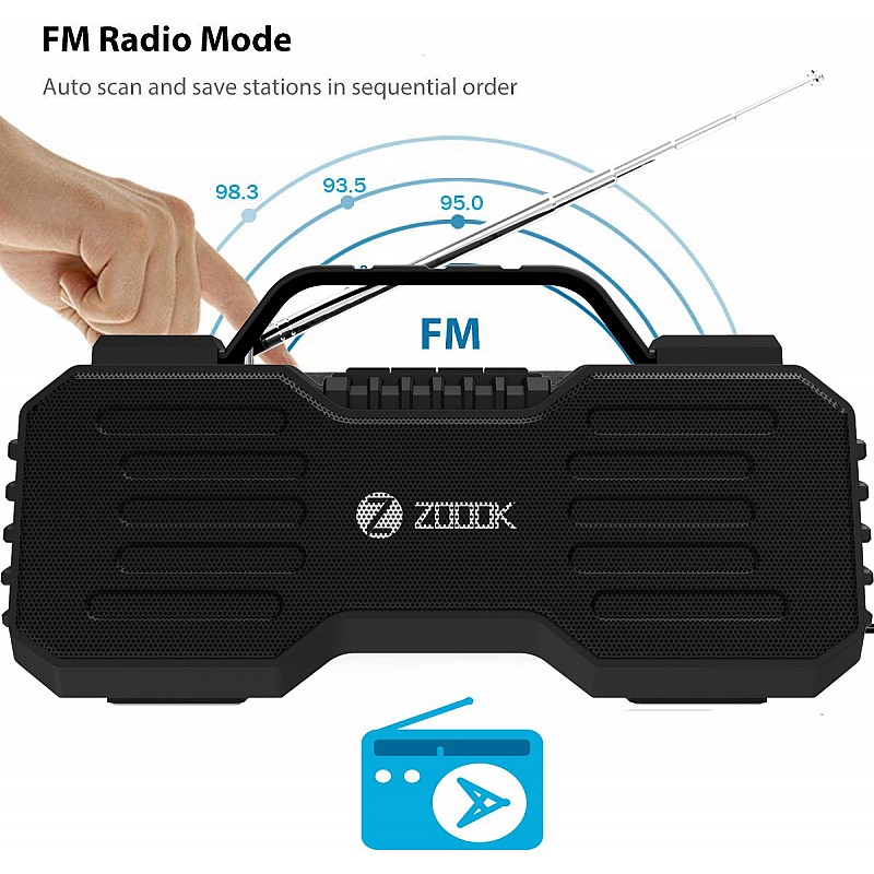 Zoook Rocker Boombox Atom Portable Wireless 10 W Bluetooth Party Speaker (Black, Stereo Channel)