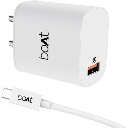  boAt 18W Power WCD QC3A Charger combo (Type C - Cable Included) (White, Cable Included)