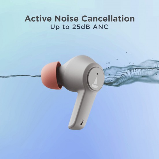 boAt Airdopes 411ANC with upto 17.5 Hours Playback and ASAP Charge Bluetooth Headset (Grey Hurricane, True Wireless)