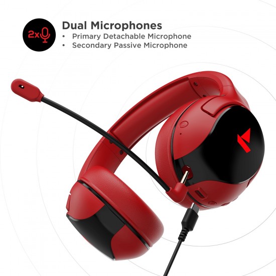 boAt Immortal IM1300 Bluetooth Gaming Headset Raging Red On the Ear