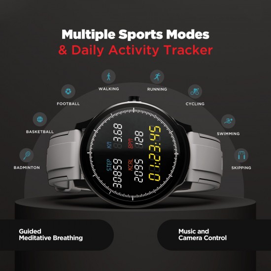 boAt Watch Delta Smartwatch (Grey Strap, Regular)