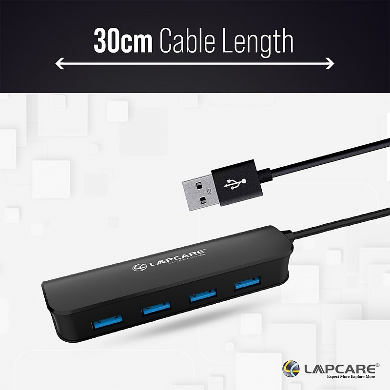 Lapcare 4 High Speed Multi Port USB 3.0 Hub Black