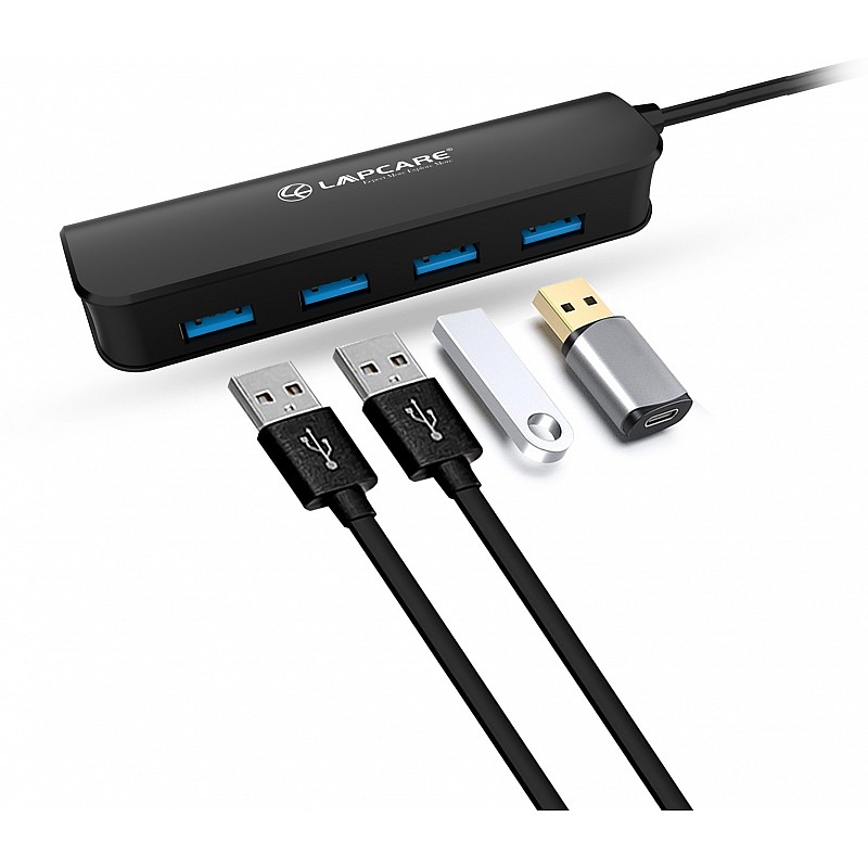 Lapcare 4 High Speed Multi Port USB 3.0 Hub Black