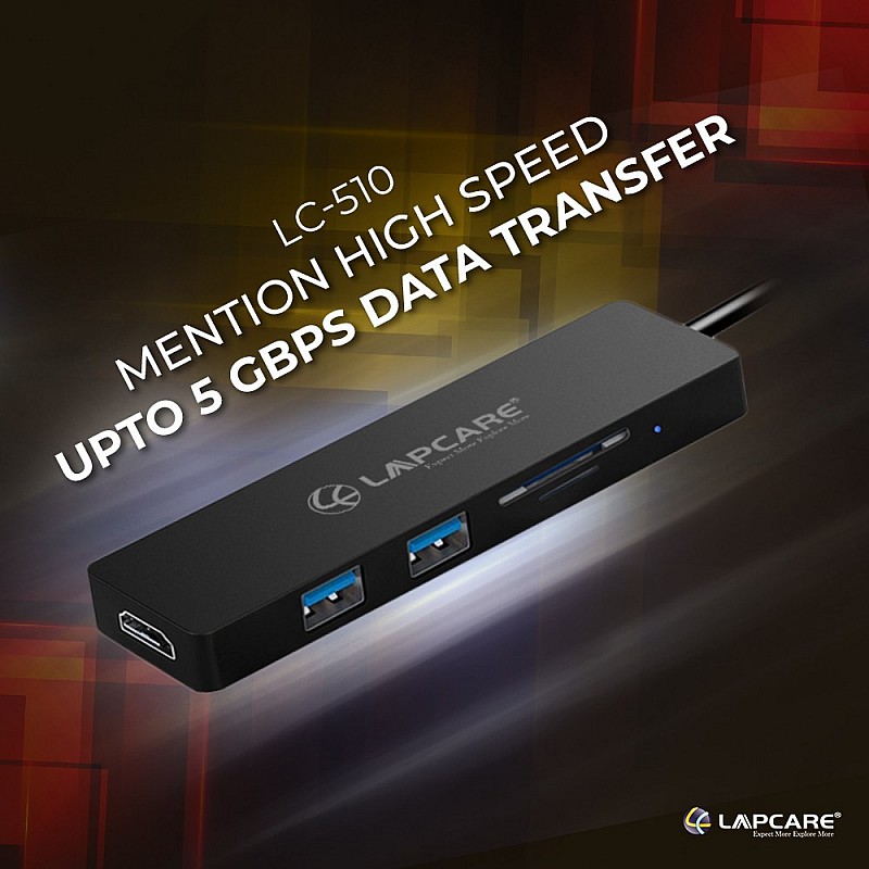 Lapcare Lap-C 5 in 1 extended Travel Docking Station (2*USB/HDMI/Card Reader)