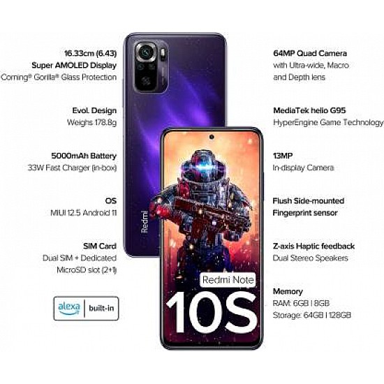 REDMI Note 10S (Cosmic Purple, 64 GB) (6 GB RAM)