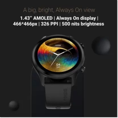 Noise Evolve 3 BT Calling with 1.43 inch AMOLED Always-On Display, Metallic Design Smartwatch (Black Strap, Regular) Noise Evolve 3 BT Calling with 1.43 inch AMOLED Always-On Display, Metallic Design Smartwatch (Black Strap, Regular)