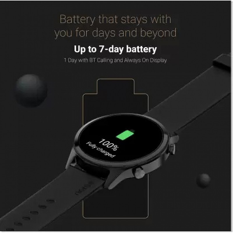 Noise Evolve 3 BT Calling with 1.43 inch AMOLED Always-On Display, Metallic Design Smartwatch  (Black Strap, Regular)