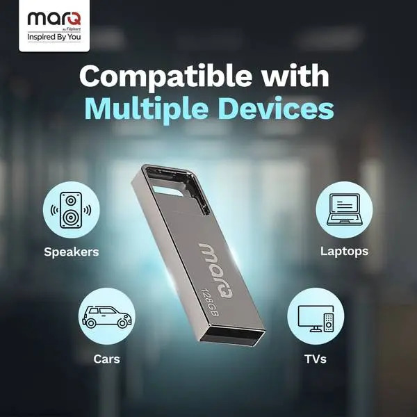 MarQ by Flipkart MQPD_128_U20 128 GB Pen Drive Compatible with Desktop Computer, Laptop, Television USB 2.0 Metal Case (Silver)