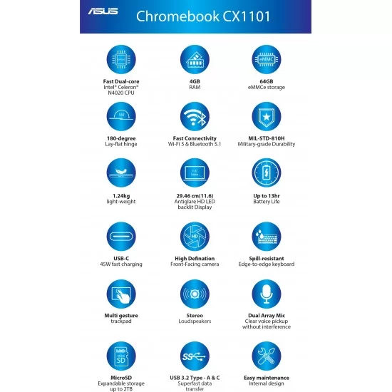 ASUS Chromebook Celeron Dual Core - (4 GB/64 GB EMMC Storage/Chrome OS)  (11.6 Inch, Transparent Silver, 1.24 Kg)