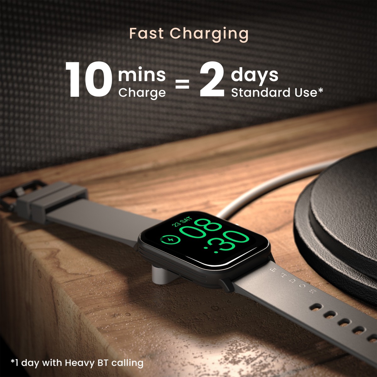 Boult Drift BT Calling 1.69" HD Display, 140+ Watchfaces, 475Nits Brightness, IP68 Smartwatch (Black Strap, Free Size)