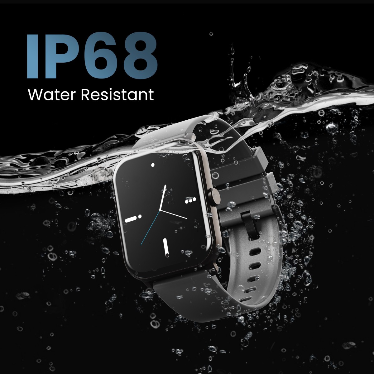 Boult Drift BT Calling 1.69" HD Display, 140+ Watchfaces, 475Nits Brightness, IP68 Smartwatch (Black Strap, Free Size)