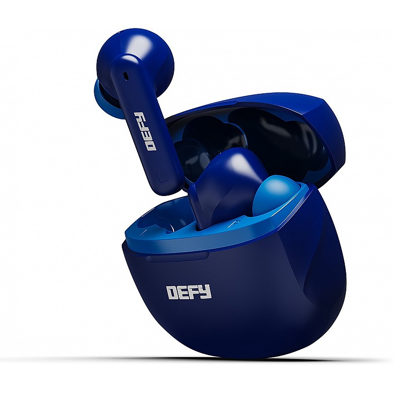 DEFY GravityZ with upto 50 Hours Playback, 4 Mic ENC, 13mm Drivers and Turbo Mode Bluetooth Headset (Blue Impulse)