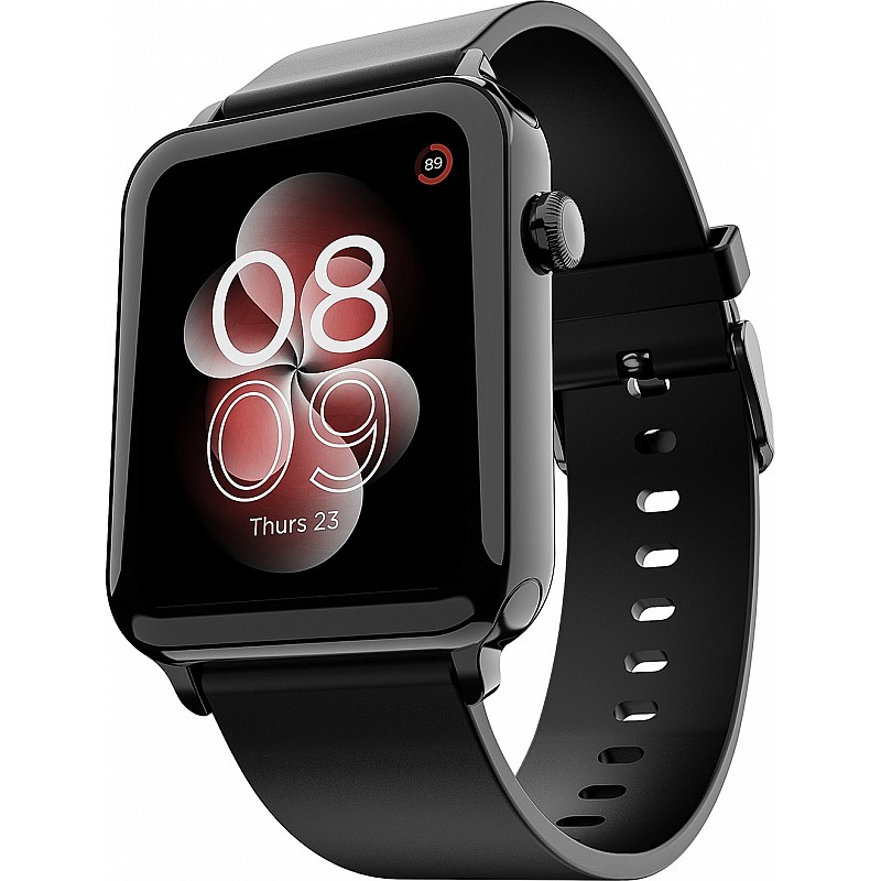 DEFY Space Pro Smartwatch with 1.69" HD Display, 24H Heart Rate & Real Time SpO2 Smartwatch (Black Strap, Free Size)