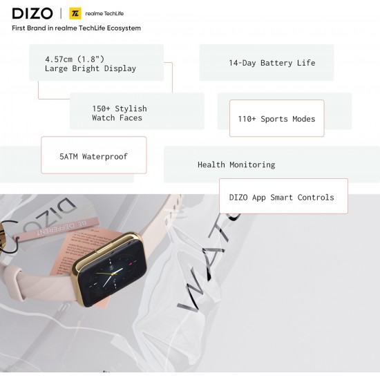 DIZO Watch D 1.8 inch Dynamic display with 550nits brightness (by realme techLife)
