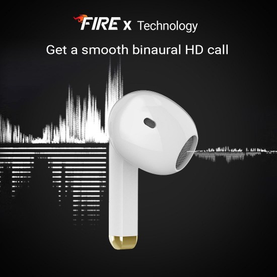  Fire-Boltt Fire Pods Ninja G301 Earbuds TWS HD Calls, Power Bass, IWP Technology Bluetooth Headset (White, True Wireless)
