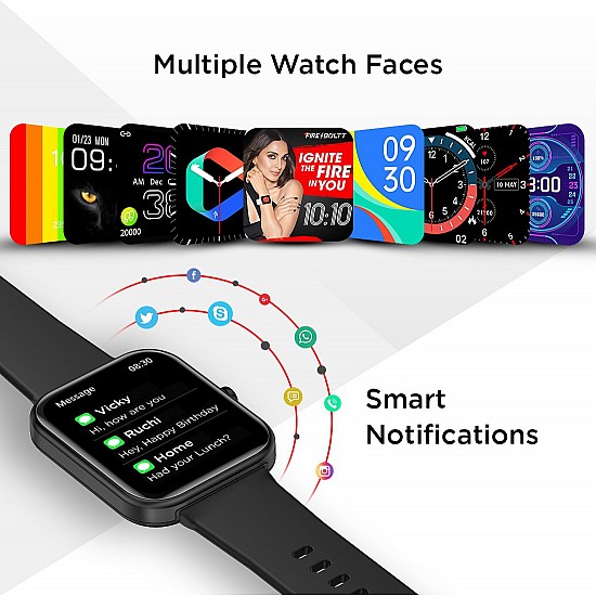  Fire-Boltt Wonder 1.8 Bluetooth Calling Smart Watch with AI Voice Assistant (Black Strap, Free Size)