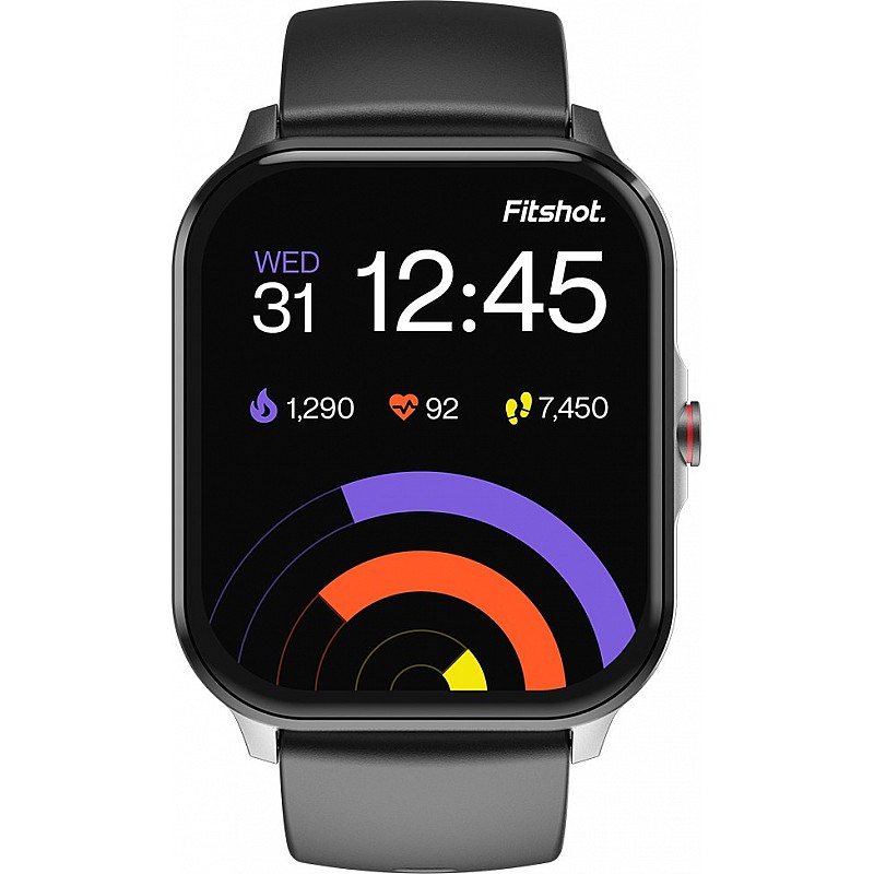  Fitshot Connect 1.85inch CosmicDisplay, Bluetooth Calling & SoloSync Technology Smartwatch (Black Strap, Regular)