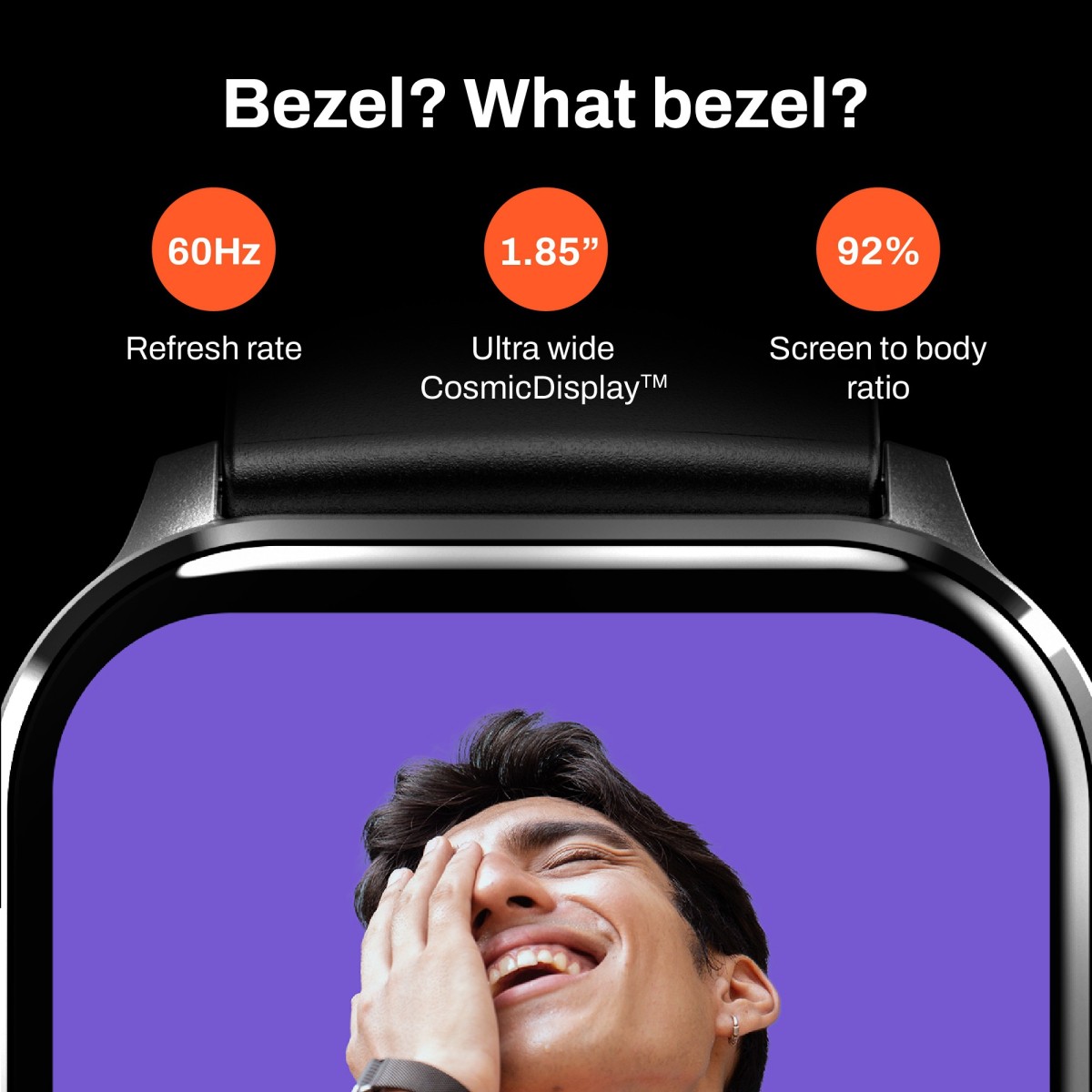 Fitshot Connect 1.85inch CosmicDisplay, Bluetooth Calling & SoloSync Technology Smartwatch (Black Strap, Regular)